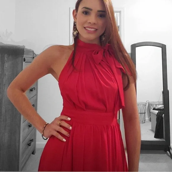slim fit dress slacks Ieena for Mac Duggal - Red Strapless Oversized Bow Fit & Flare Mini Dress main image 1